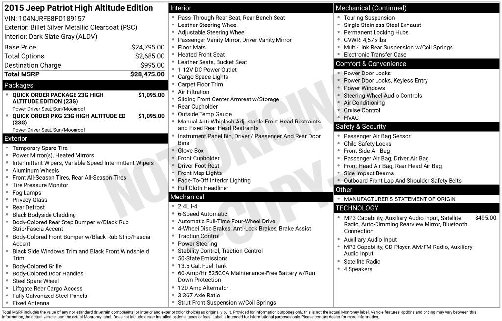 2015 Jeep Patriot High Altitude Edition