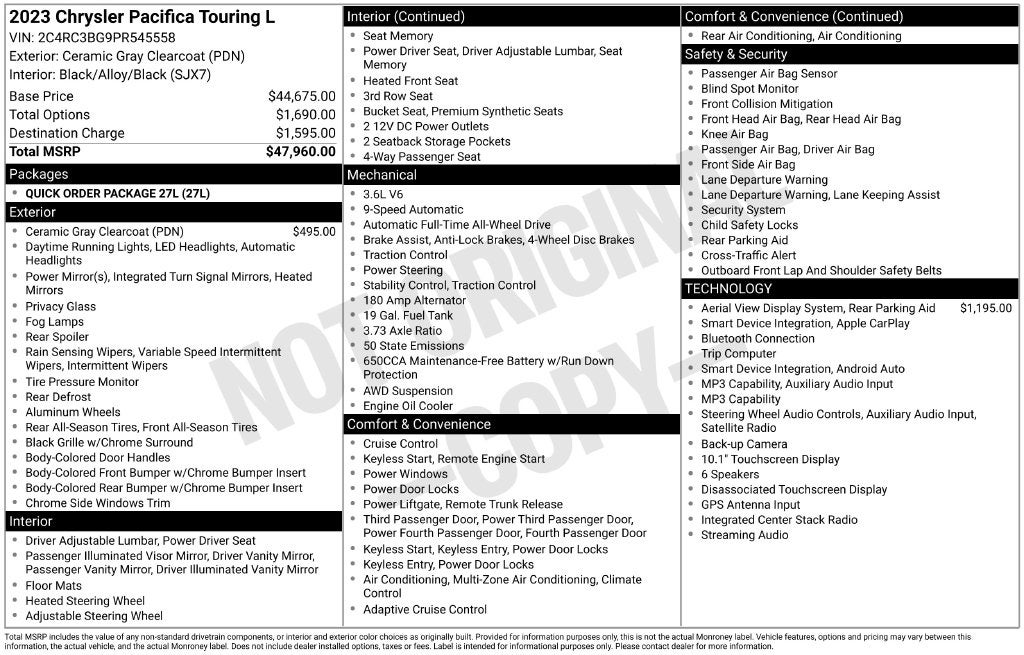 2023 Chrysler Pacifica Touring L